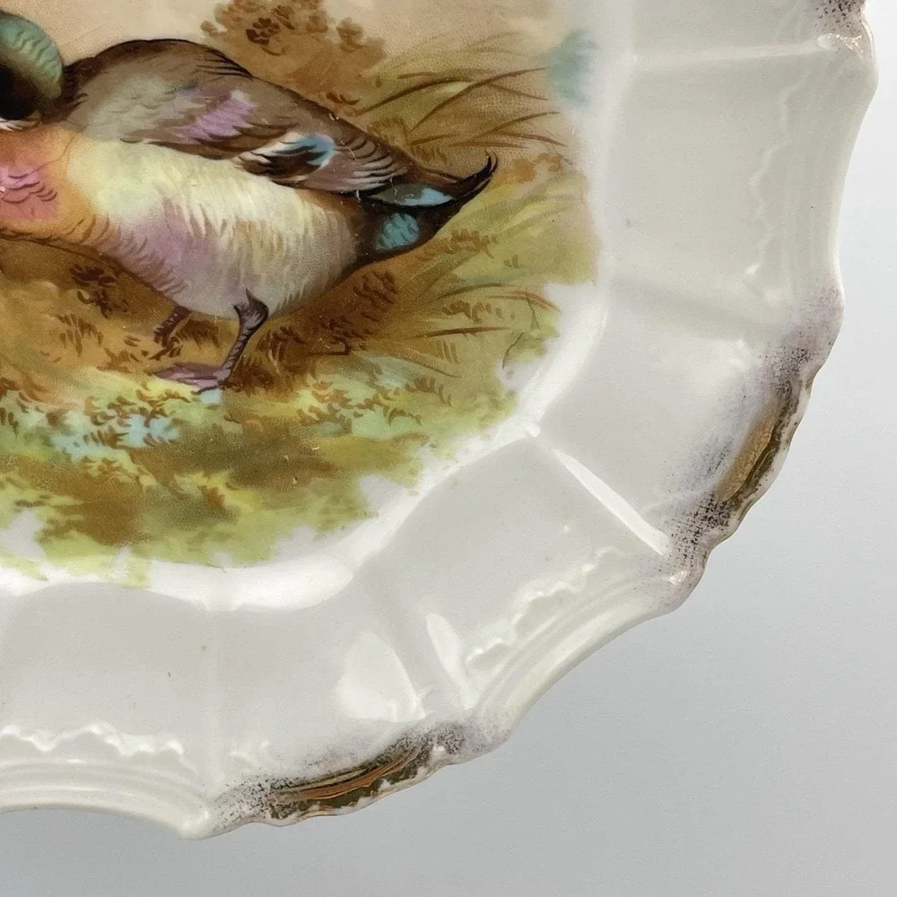 Antique 1920s‎ Silesia Germany Mallard Duck Porcelain Cabinet Plate 8
